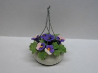&sect; Sale $2 Off - Dollhouse Hanging Purple & Pink Pansies