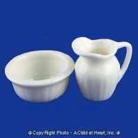 &sect; Sale .50&cent; Off - Dollhouse Ceramic Wash Bowl & Pitcher