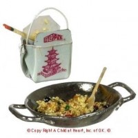 (Reduced) Dollhouse Filled Wok w/Togo Box