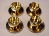 Dollhouse Brass Colonial Soup Cups and Saucers