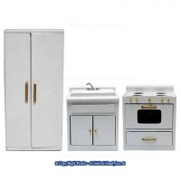 Dollhouse 3 Pc. White Kitchen Set