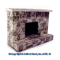 Small Dollhouse Cut Stone Fireplace