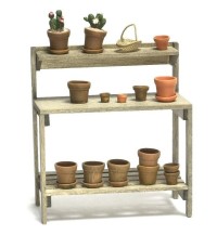Dollhouse Potting Table with Pots
