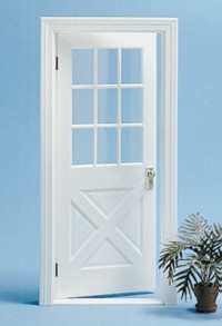 Dollhouse Colonial Crossbuck Door with Mullins