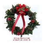 Dollhouse Wreath w/ Red &amp; Gold Ribbon