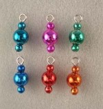 (*) Dollhouse 6 pc Triple Jewel Tone Ornaments