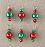 (*) Dollhouse 6 pc Triple Red &amp; Green Ornaments