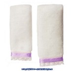 Dollhouse 2 pc Towel Set - White &amp; Purple