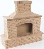 (* 1 Left *) Dollhouse Unfinished - Outdoor Brick Fireplace