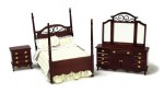 Dollhouse Mahogany &amp; Metal Bedroom