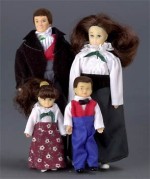 Dollhouse Brunette Victorian Doll Family