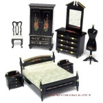 Dollhouse 8 pc Black Bedroom Set