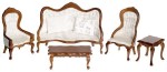 Dollhouse Victorian Living Room - White / Walnut