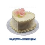 White Heart Cake With Pink Roses