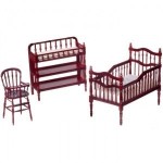 Dollhouse Mahogany Victorian Nursery Set