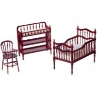 Dollhouse Mahogany Victorian Nursery Set