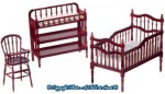 Dollhouse Mahogany Victorian Nursery Set