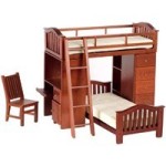 Dollhouse Kids Walnut Bunk Bed Set
