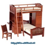 Dollhouse Kids Walnut Bunk Bed Set