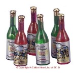6 Dollhouse Wine Bottles