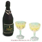 (*) Dollhouse Champagne Bottle &amp; Glasses