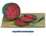 Dollhouse Sliced Watermelon is on a Cutting Board