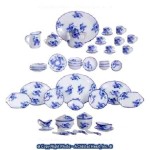 Dollhouse 50 pc Dish Set - Blue Flowers