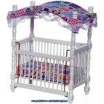 Canopy Crib, White w/ Printed Fabric