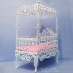 Dollhouse Faux Wicker Canopy Crib