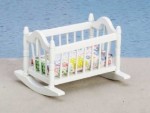 Sale $2 Off - Dollhouse White Rocking Cradle