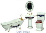 Disc $10 Off - Blue &amp; Gold Porcelain Bath Set