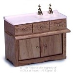 Dollhouse Oak Sink with Towel Bar