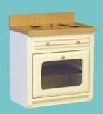 (*) Dollhouse White &amp; Oak Ribbed Front Stove