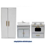 Dollhouse 3 Pc. White Kitchen Set
