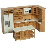 Dollhouse Oak Modern Kitchen