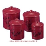 (*) Dollhouse Metal Floral Canisters- Choice of Color -