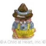 Disc $2 Off - Dollhouse Ceramic Cookie Jar - Farmer Cat