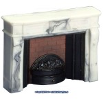 Dollhouse Large White Marble-Look Fireplace