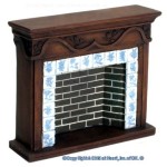 Dollhouse Brown Resin Fireplace