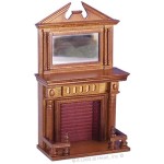 Dollhouse Walnut Fireplace with Mirror
