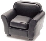 Black Leather Dollhouse Living Room