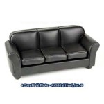 Black Leather Dollhouse Living Room