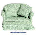 Dollhouse Green Floral Sofa