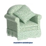 Dollhouse Green Floral Chair