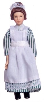 Porcelain Maid Doll in Blue/Green &amp; White