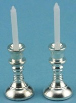 Dollhouse Set of 2 Silver Candlesticks