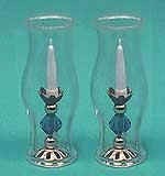 2 Candlesticks w/ Hurricane Shades