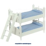 White Colonial Bunk Bed w/Ladder - Blue