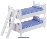 White Colonial Bunk Bed w/Ladder - Blue