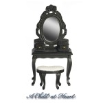 Dollhouse Black Vanity with Stool